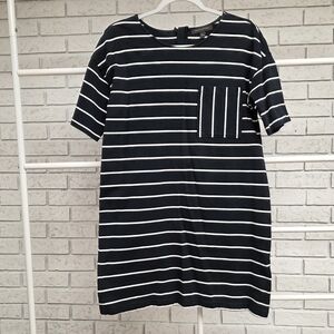 Banana Republic Black White Striped Pocket T-Shirt Dress Size M